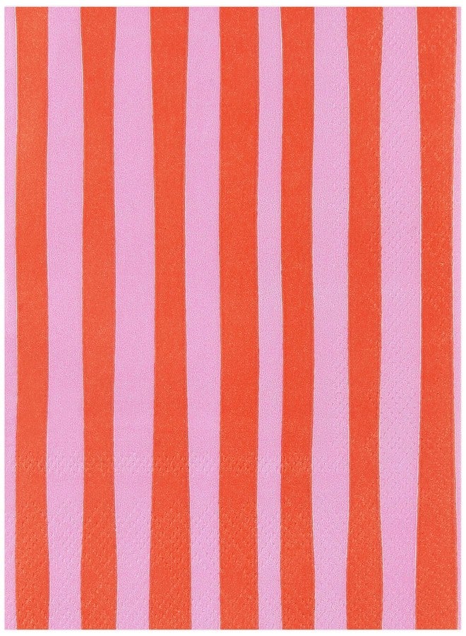 Quera Stripe Cocktail Napkins Striped Pink and Red Napkins (50ct) Disposable Napkins Baby shower Napkin for Boy, Wedding Dinner, Dinner or Guest, 5 * 5'' - Image 1